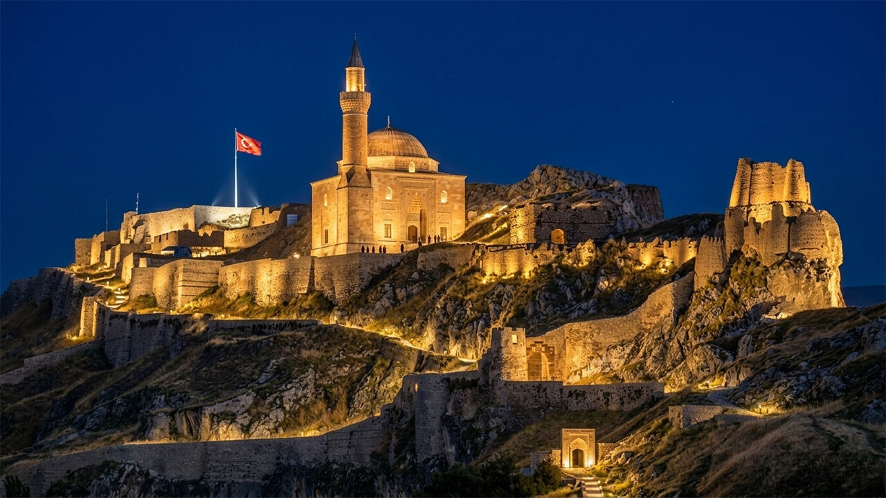 Van Kalesi Ve Süleyman Han Camii Gece